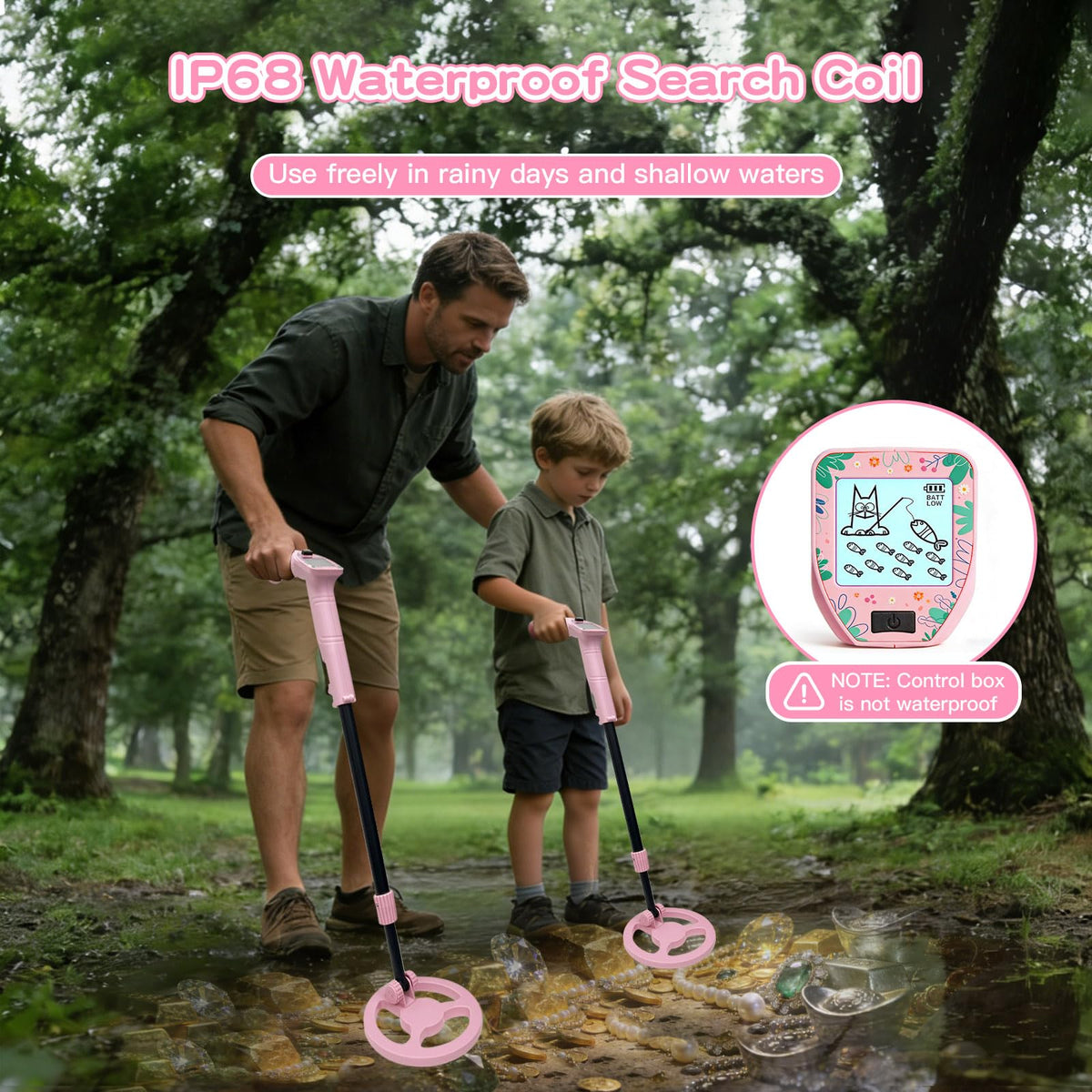 Metal Detector for Kids,0.88lbs Treasure Hunter,Pink Set