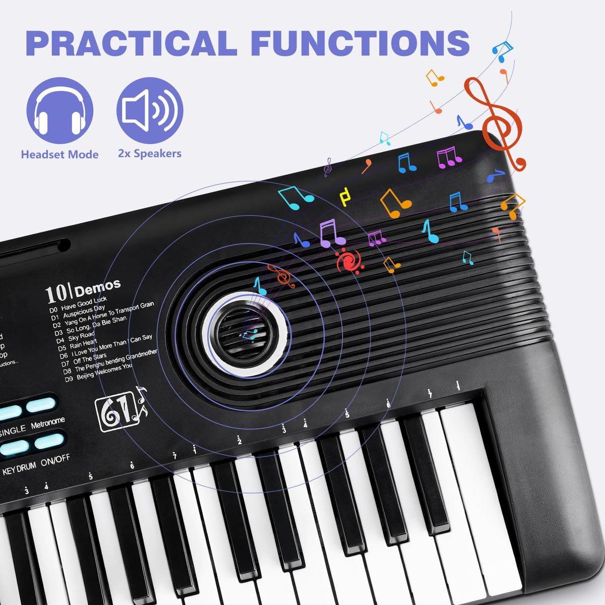 61 key keyboard Piano,Portable Electronic Digital Piano,Built In Dual Speakers,External Microphone,Power Plug,Rich Teaching Content,Multi-Functional Electronic Piano Suitable For Beginners iiw88