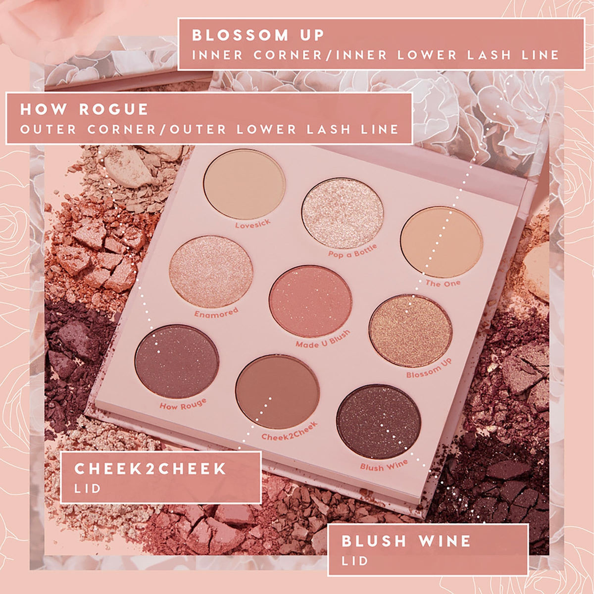 ColourPop Blush Crush Eyeshadow Palette - Brown, Gold & Pink Shadow Palette with Metallic and Matte Finishes - High-Pigment Eye Makeup with a Long-Wearing Formula (0.3 oz)