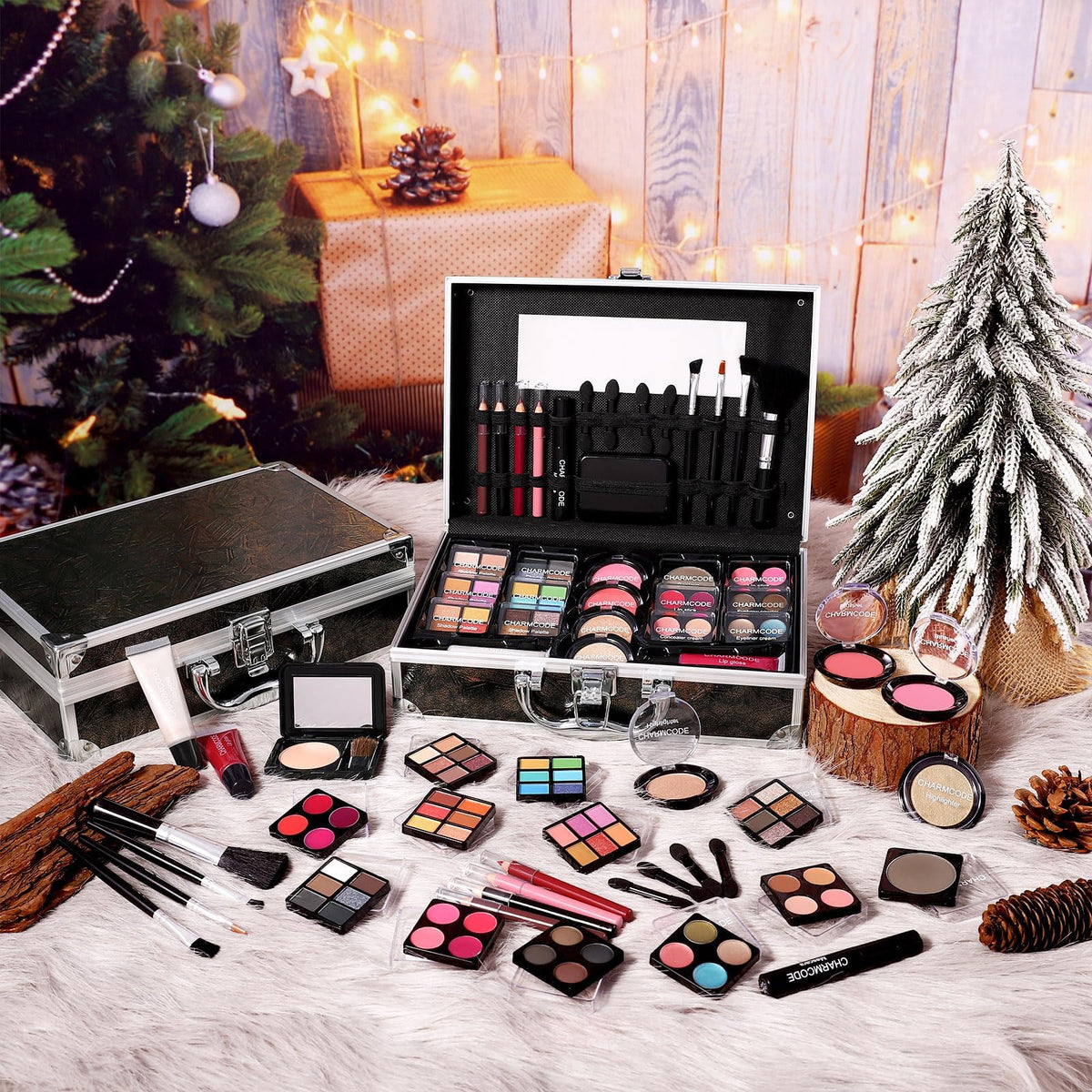 Makeup Kit for Teen Girls & Women Full Kit, Beauty Train Case with Starter Cosmetics Set, Make Up Christmas Gift Box with Eyeshadow,Lipgloss,Highlight,Blush,Lip&Eye Pen,Brush & More(GoldenBrown)