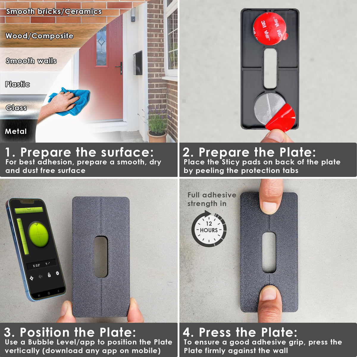 Mars Outpost No Drill Adhesive Doorbell Mount 2 Pack for Eufy Nest Tapo