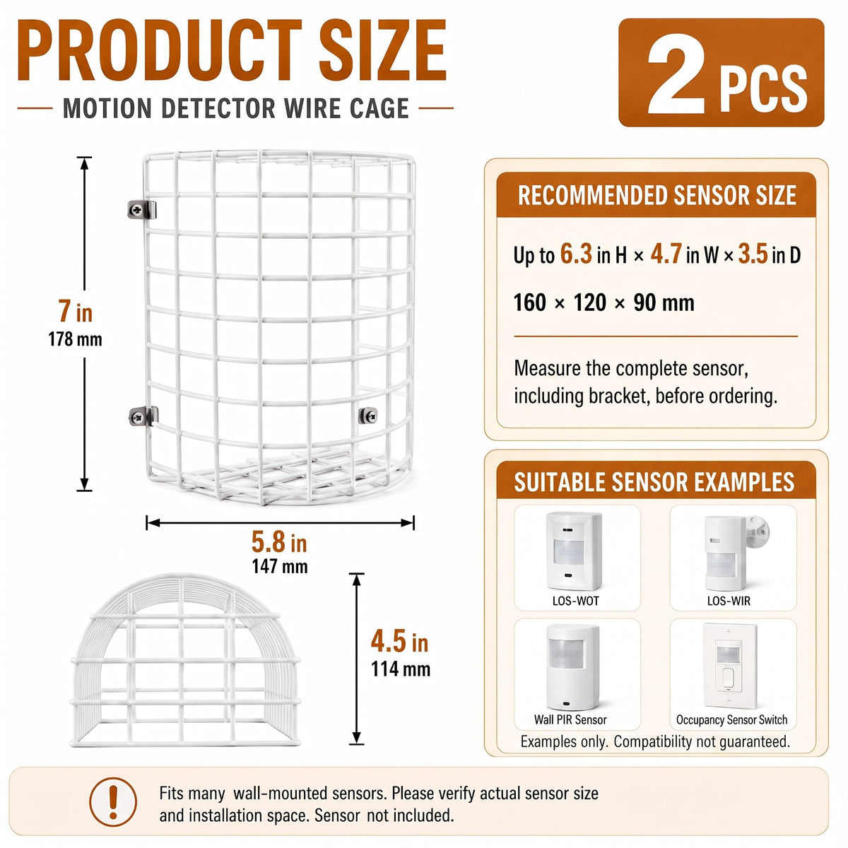 Blulu 2 Pcs Motion Detector Thermostat Wire Cage Cover, 7 x 5.8 x 4.5