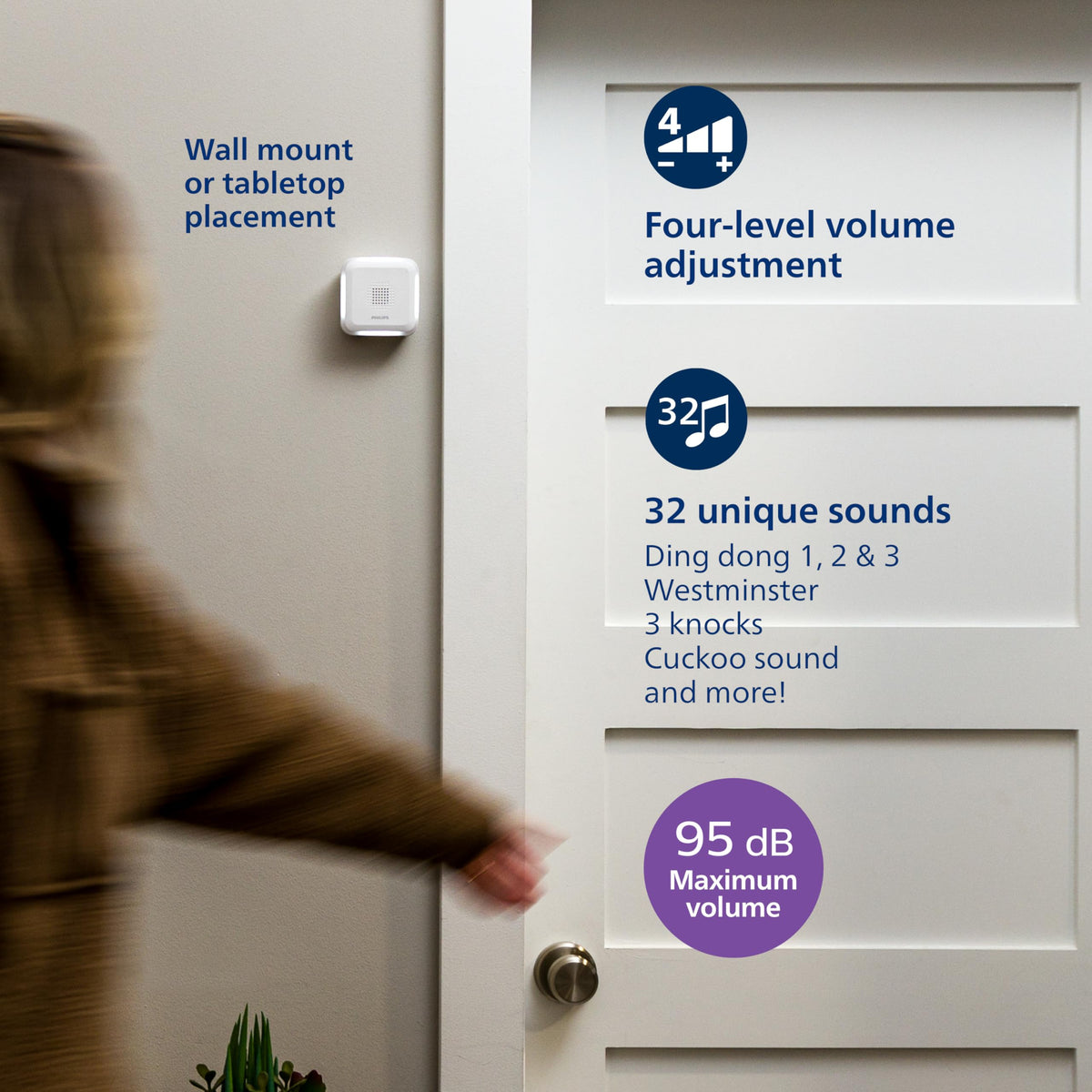 PHILIPS Wireless Security Doorbell Chime Kit, Decoy Doorbell Camera