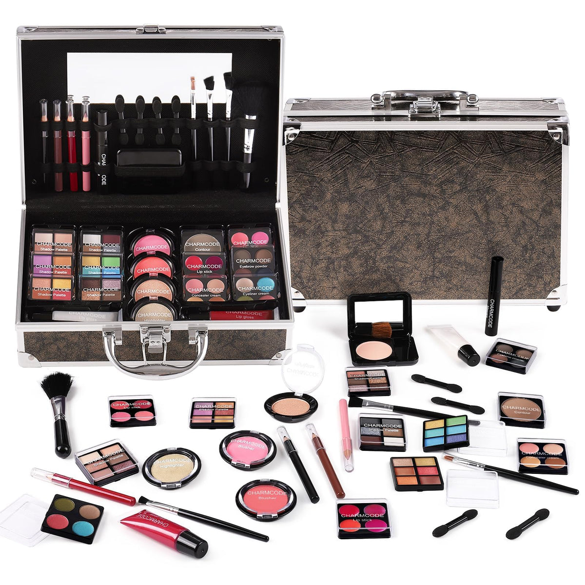 Makeup Kit for Teen Girls & Women Full Kit, Beauty Train Case with Starter Cosmetics Set, Make Up Christmas Gift Box with Eyeshadow,Lipgloss,Highlight,Blush,Lip&Eye Pen,Brush & More(GoldenBrown)