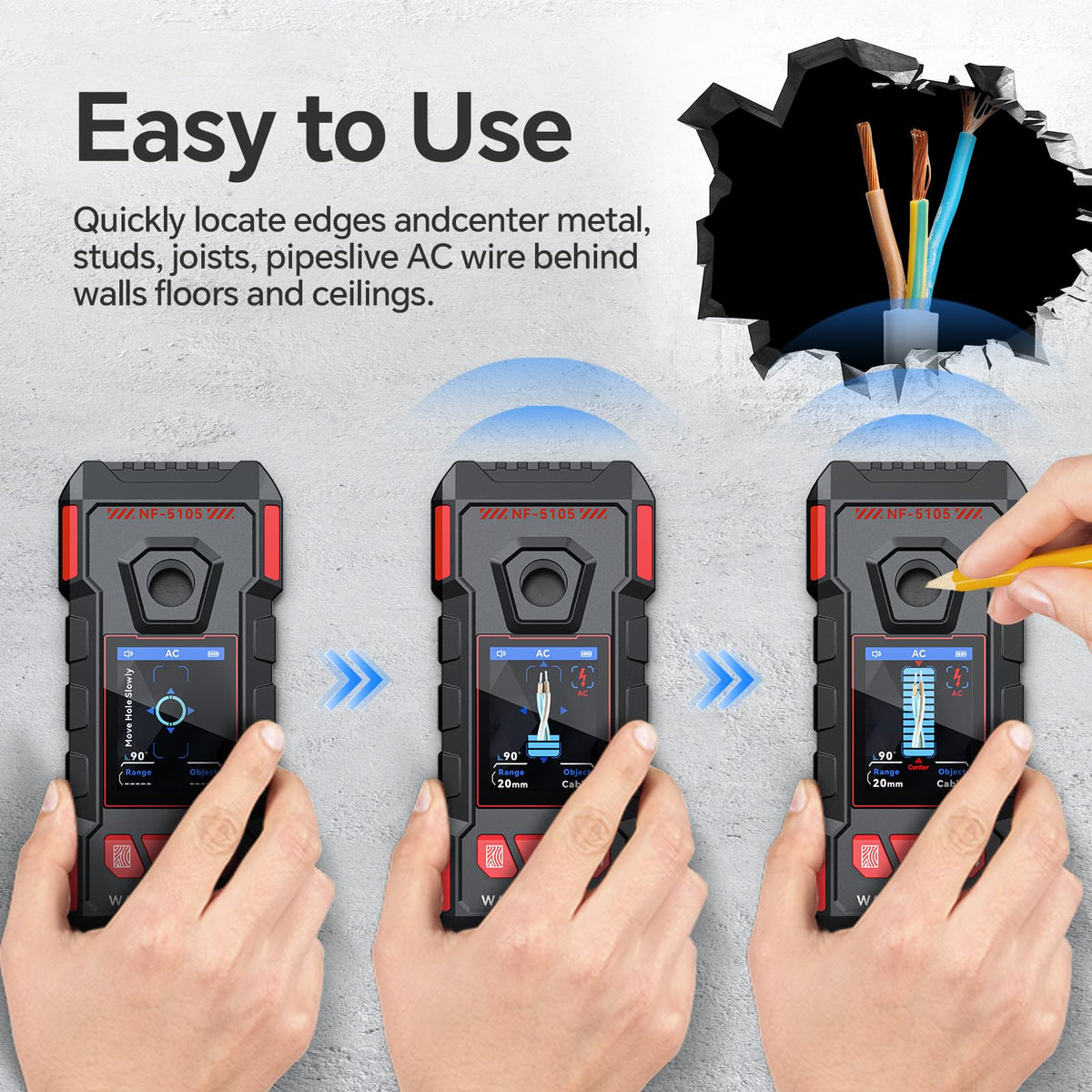 Stud Finder, Rechargeable Stud Finder Wall Scanner with Intelligent Chip