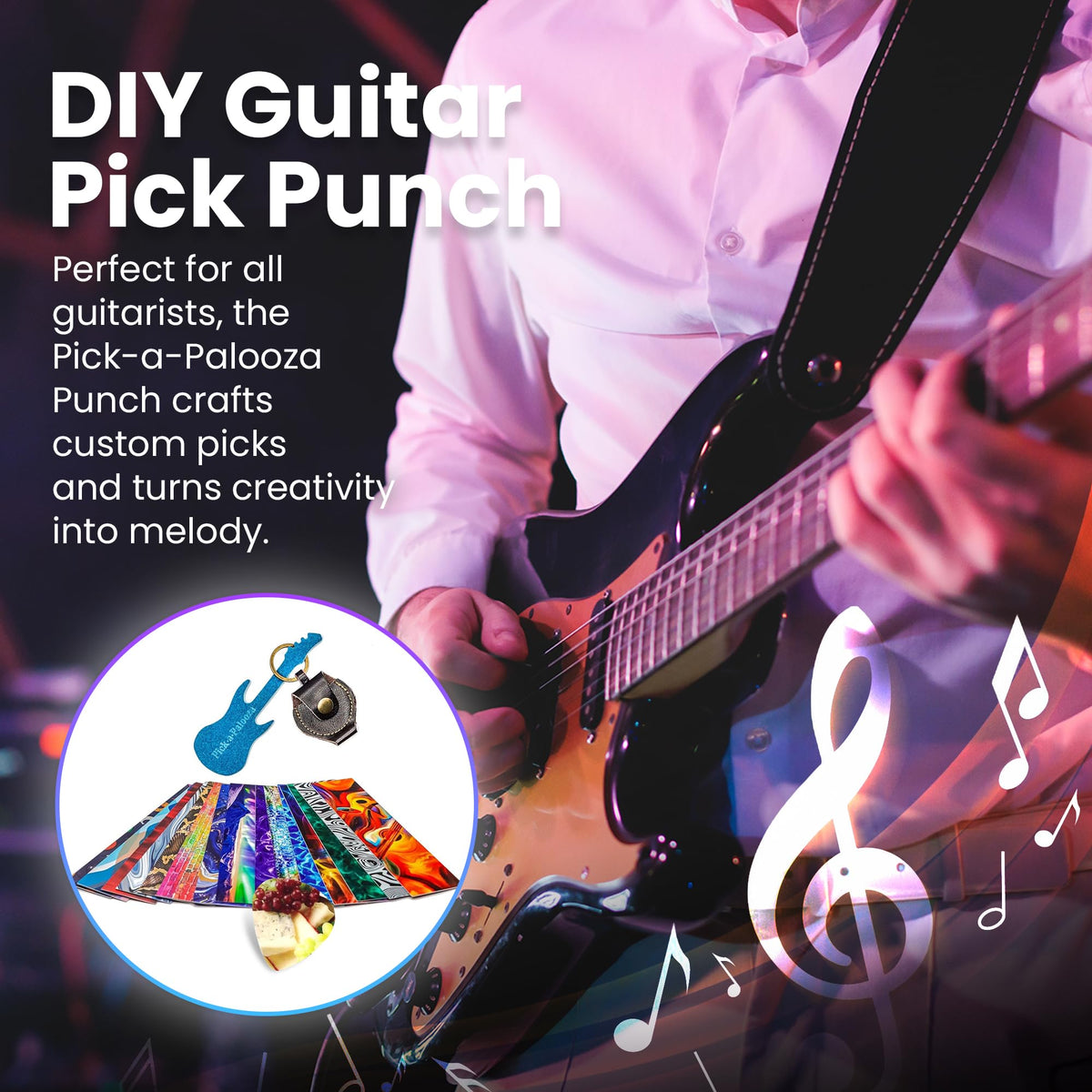 Pick-a-Palooza DIY Guitar Picks Punch Mega Pack with Pick Punch Tool - Blue