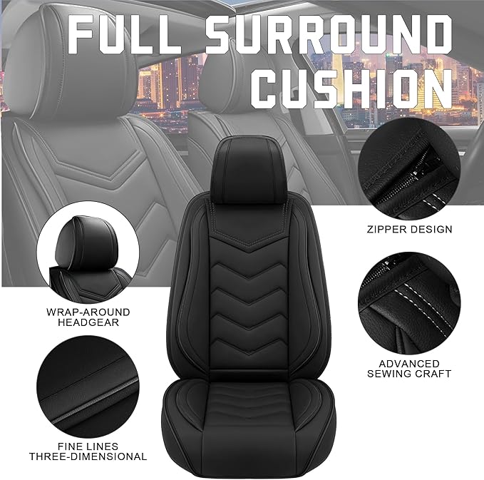 CTDS Car Seat Covers for Honda Accord 2000-2026, Stylish Sport Seat Cover, Premium Nappa Leather Car Seat Cover. Automobile Seat Covers Sets.(Standard 5 Seats/Pure Black)