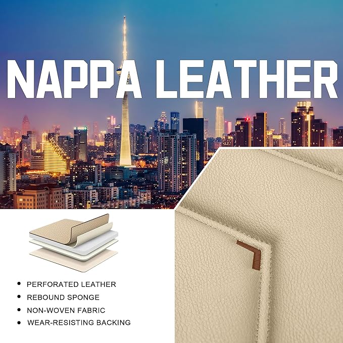 CTDS Car Seat Covers for Honda Accord 2000-2026, Stylish Sport Seat Cover, Premium Nappa Leather Car Seat Cover. Automobile Seat Covers Sets.(Standard 2 Seats/Beige)