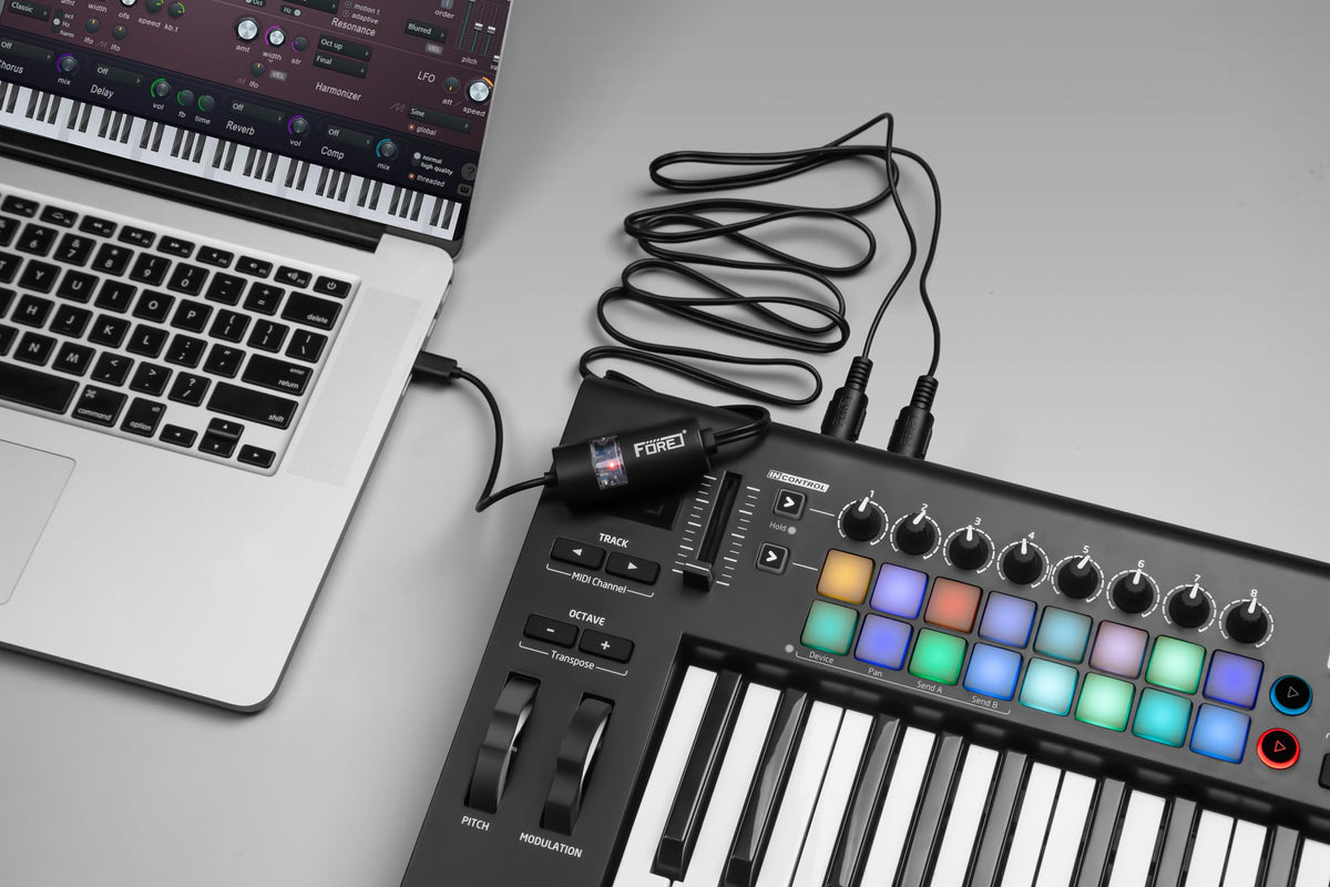 FORE MIDI USB Interface Type-C Work with MIDI Keyboard/MIDI Deivce