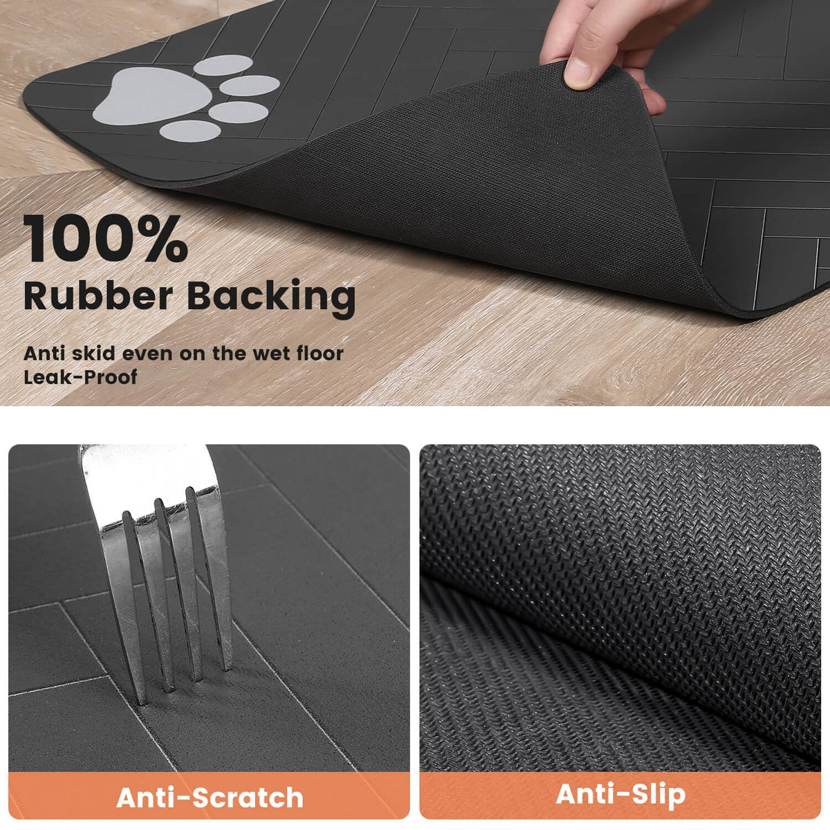 Pet Feeding Mat-Absorbent Pet Placemat for Food and Water Bowl, with Waterproof Rubber Backing, Quick Dry Water Dispenser Mat for Dog and Cat (20"x12", Coffee)