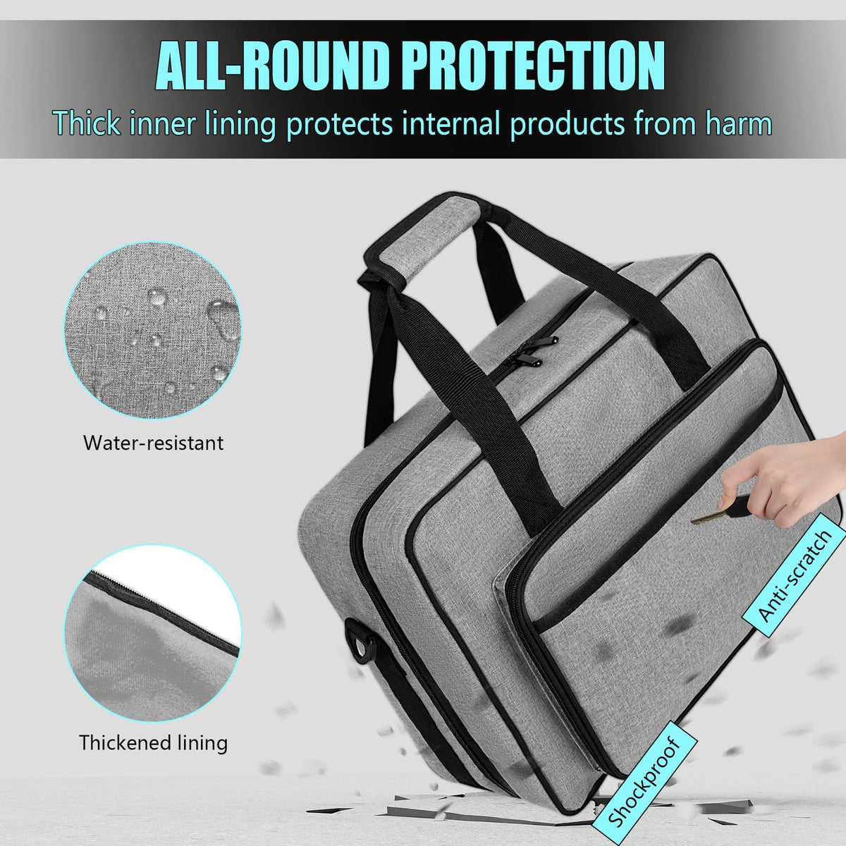Muscab Audio Mixer Case 0.4 Inch Padded DJ Mixer Bag Travel Padded Case for Audio Mixers, DJ Controllers & Equipment Compatible with RODECaster Pro,RODECaster Pro II,TC-Helicon GoXLR-Grey