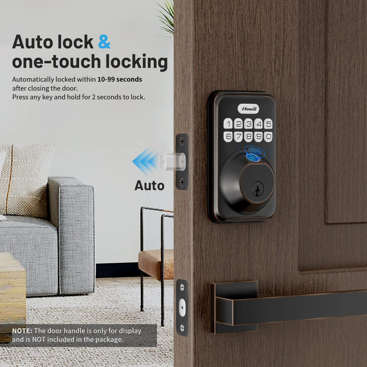 Fingerprint Door Lock, Zowill Keyless Entry Door Lock Keypad Deadbolt with 20 Biometric Fingerprints, 20 User Codes, Auto Lock, Anti-Peeping Password, IP54 Waterproof, Easy Installation Smart Lock
