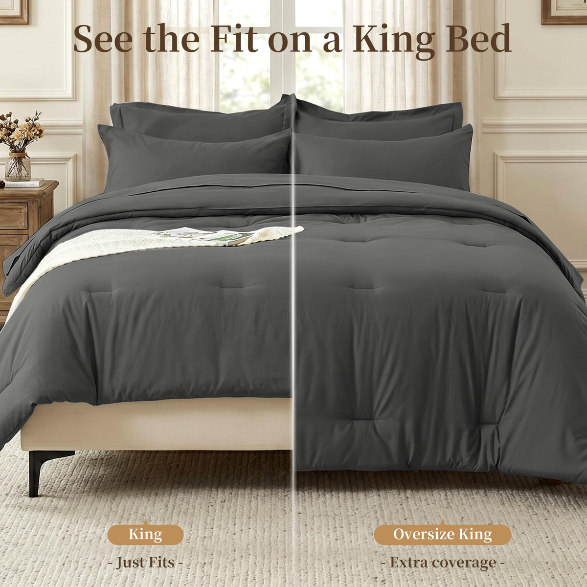 Easthome California King Comforter Set 7 Pieces, Dark Gray