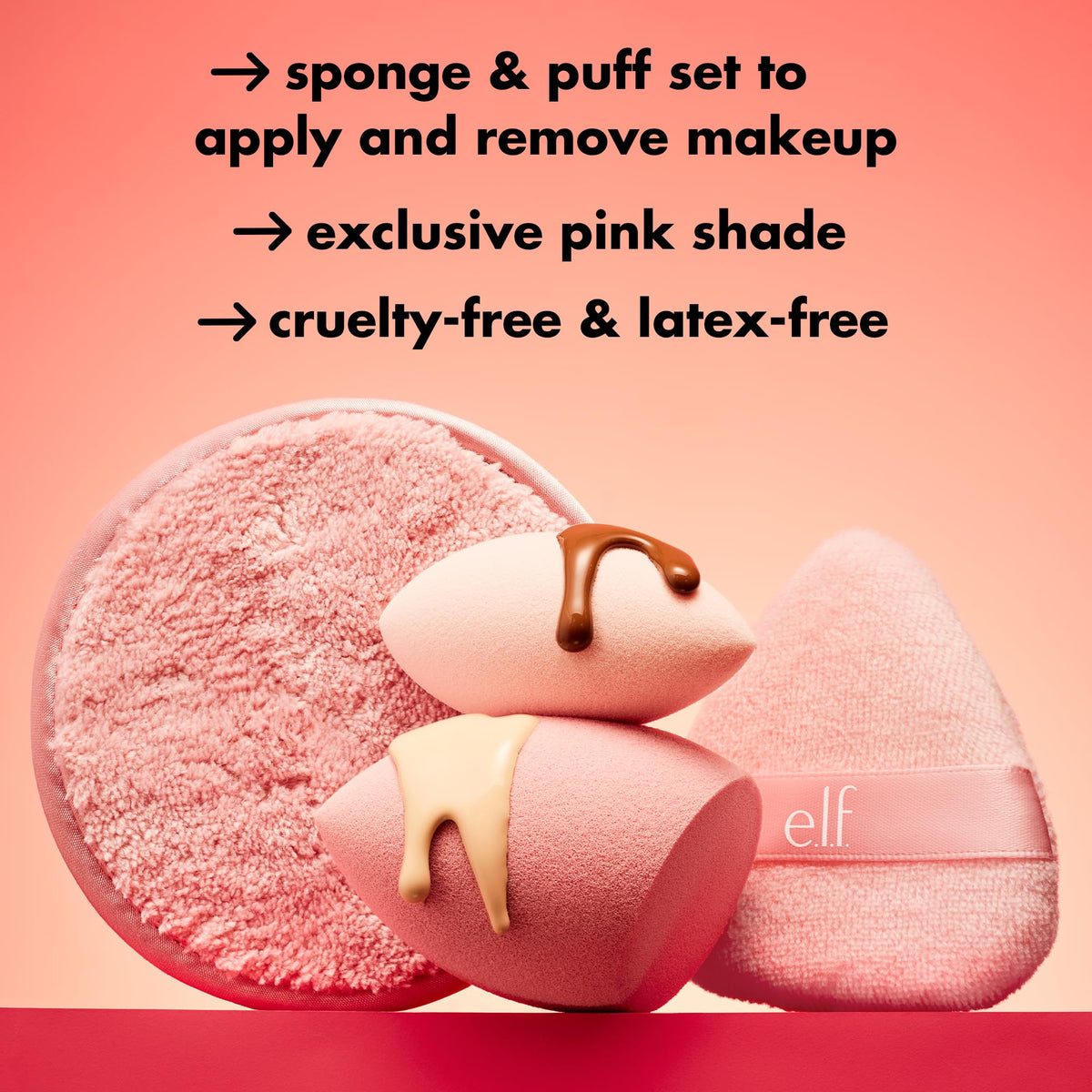 e.l.f. Sponge On, Sponge Off Kit, Four-Piece Makeup Sponge Set For Flawlessly Applying, Blending & Removing Face Makeup, Vegan & Cruelty-Free