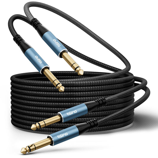 Tisino TRS Cable 1/4" Instrument Guitar Cable Balanced, 10FT/2-Pack