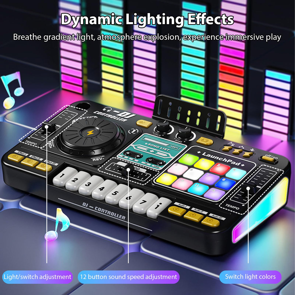 Btuty DJ Controller Mixer with BT 5.0 Microphone Light Effects
