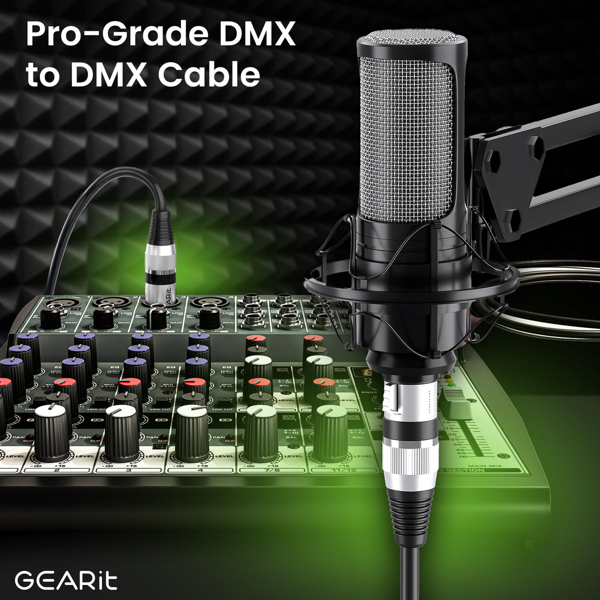 GEARit DMX Cable 50FT 2-Pack 3-Pin Male to Female for DJs and Event Techs