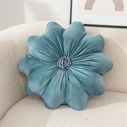 Jackcsale 15.7" Flower Throw Pillow Velvet Blue Pillow Cushion Flower Shaped Sofa Decorative Throw Pillow Soft Velvet Couch Chair Cushion for Living Room Bedroom Farmhouse