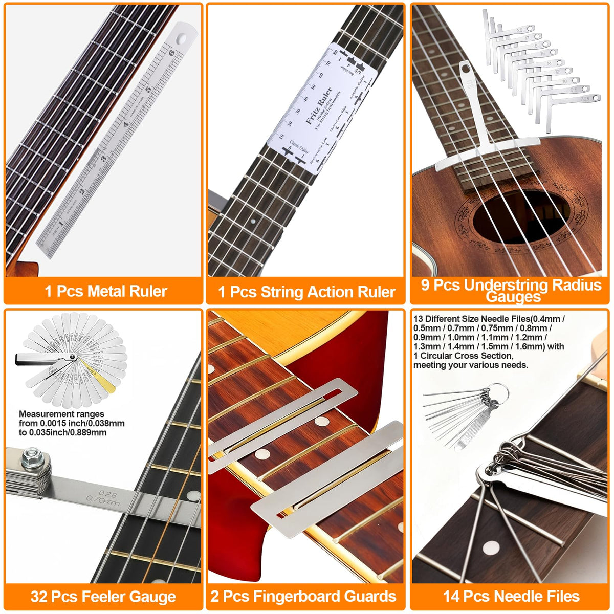 159 Pcs Guitar Tool Kit, Professional Guitar Repair Kit, Guitar Maintenance Kit with Guitar Tools Accessories and Carry Bag, Guitar Setup Kit for Electric Guitar Acoustic Guitar Ukulele Banjo Bass