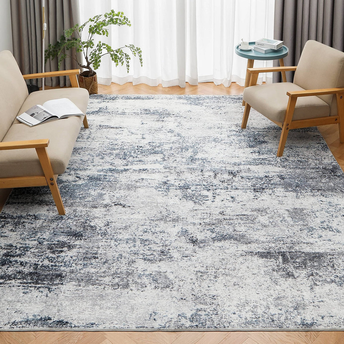 8x10 Area Rugs for Living Room Washable Bedroom Dining Room Blue Grey - thewildfolk 8x10 Area Rugs for Living Room Washable Bedroom Dining Room Blue Grey