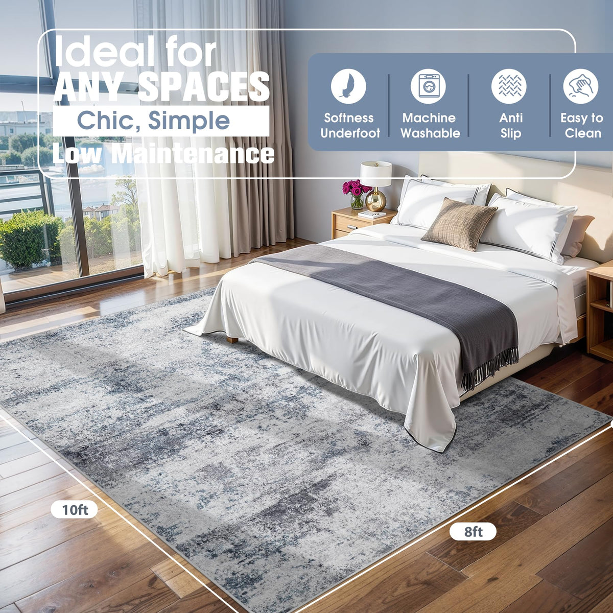 8x10 Area Rugs for Living Room Washable Bedroom Dining Room Blue Grey - thewildfolk 8x10 Area Rugs for Living Room Washable Bedroom Dining Room Blue Grey