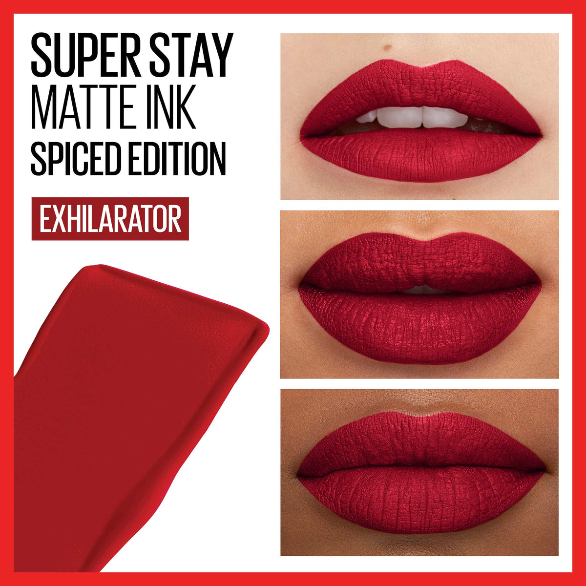 MAYBELLINE Super Stay Matte Ink Liquid Lipstick Makeup Long Lasting High Impact Color Up to 16H Wear Ruler Deep Cranberry and Exhilarator Ruby Red