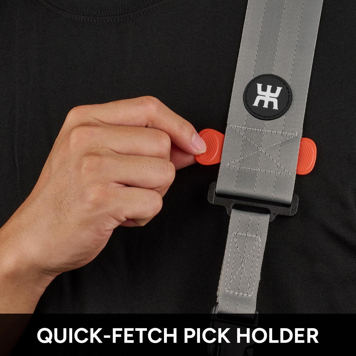 Amumu SNAPLOCK Pro Guitar Strap - Quick-Release Buckle, Screw Fasten Ends, Quick-Fetch Pick Holder, Adjustable 38"-57", Fits Bass, Electric Guitars, Gunsmoke Gray