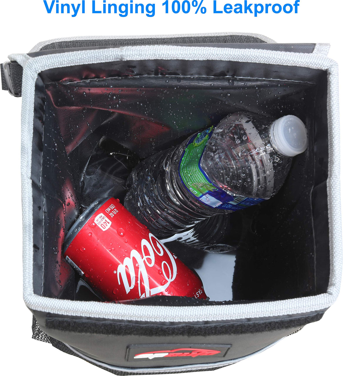 EPAuto Waterproof Car Trash Can with Lid and Pockets, 2.5 Gal, Black