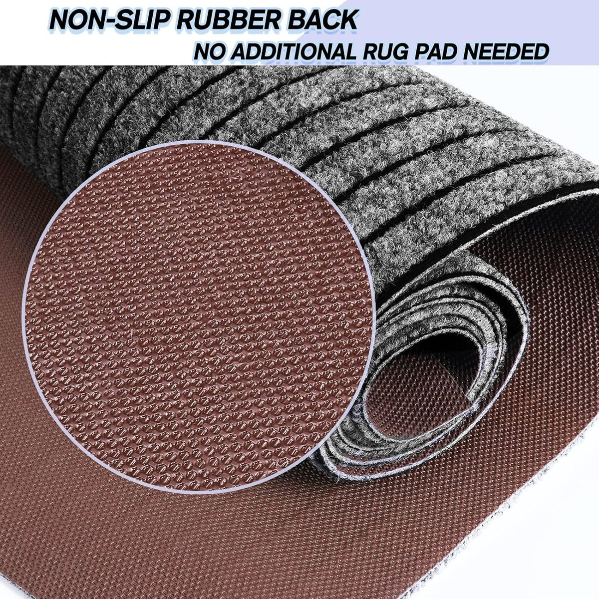 Custom Size Backed Non-Slip Area Rugs Runner, Easy Clean, Waterproof Runner Rugs for Hallway Entryway, Kitchen, Laundry, 2FT x 60FT, Gray Stripe