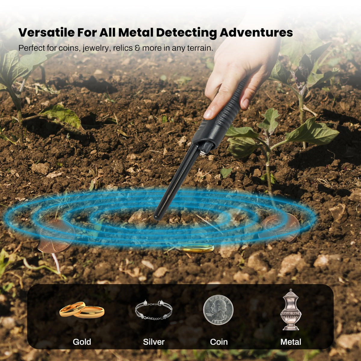 Bounty Hunter Pinpointer for Metal Detecting with Audio Signal and Vibration – Handheld Precision Tool for Accurate Target Location
