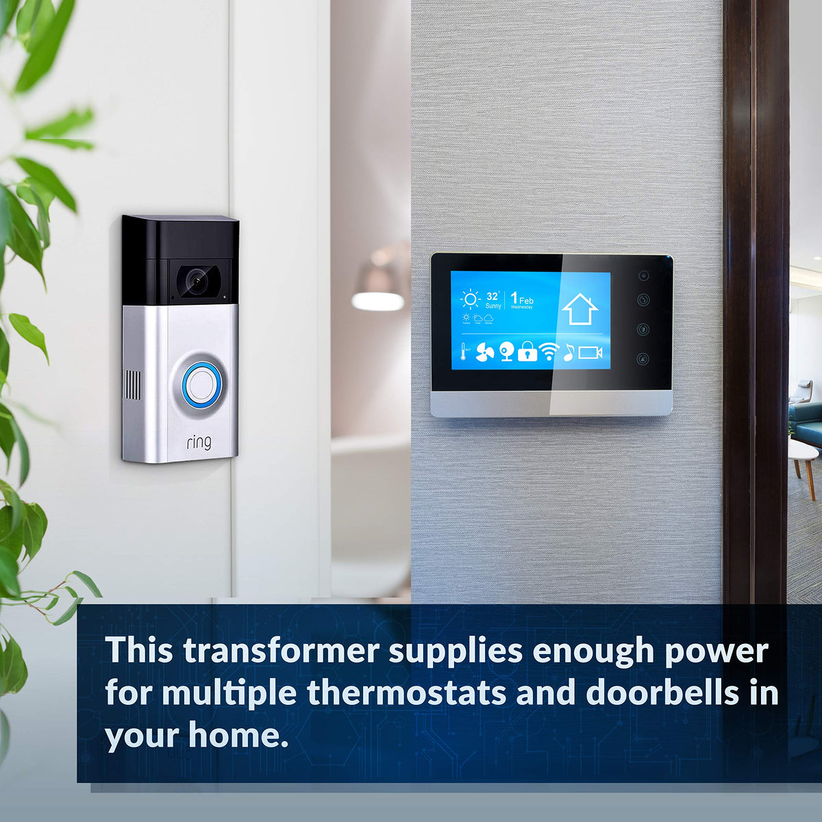 Newhouse Hardware 24V 40VA Door Bell Transformer Compatible with Ring Video Doorbell Pro 40TR, Wired Chimes