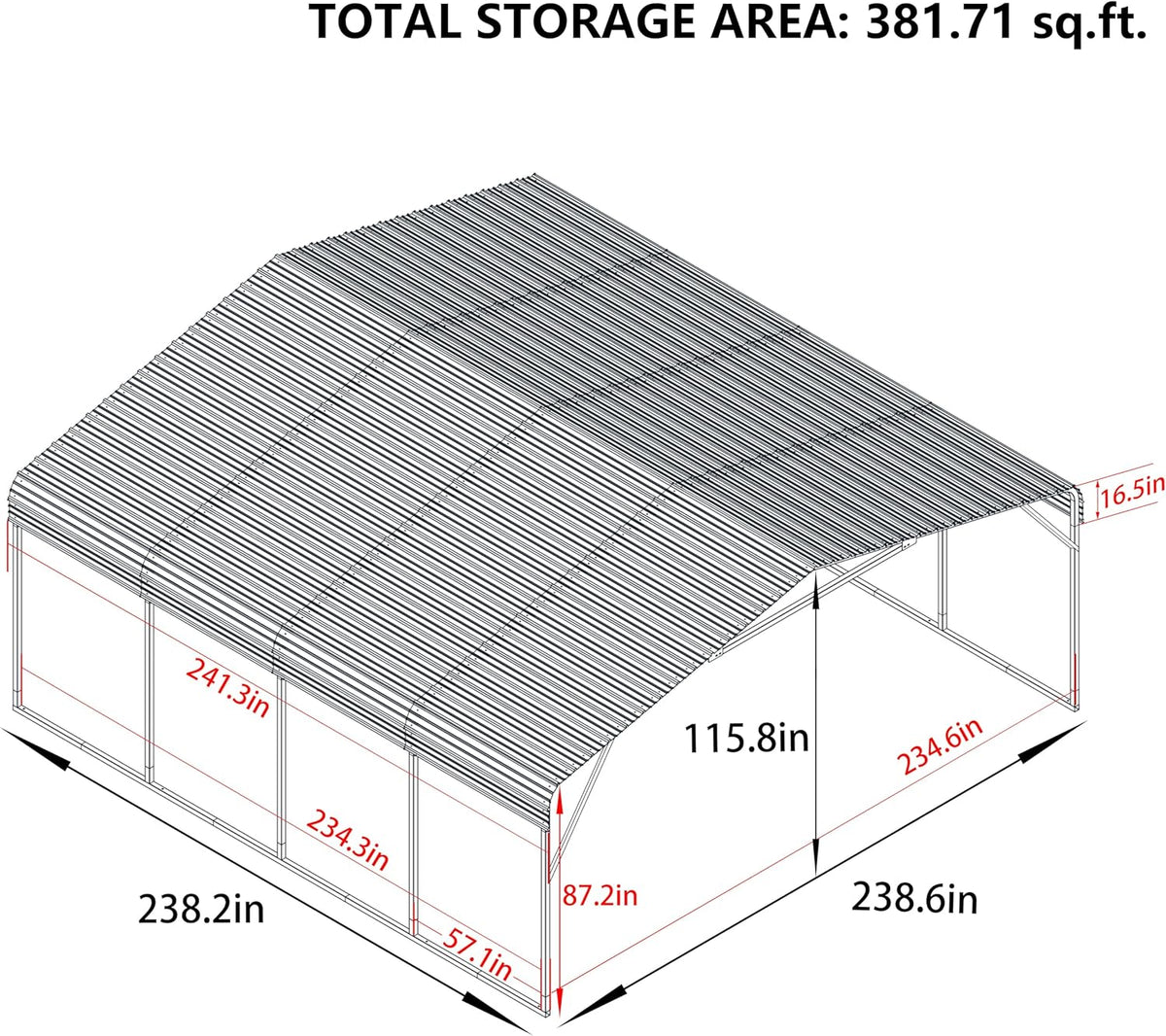 20x20 FT Heavy-Duty Carport with Metal Roof, Metal Car Port Canopy, Garage Car Shelter Shade for Outdoor, Car, Truck, Gray