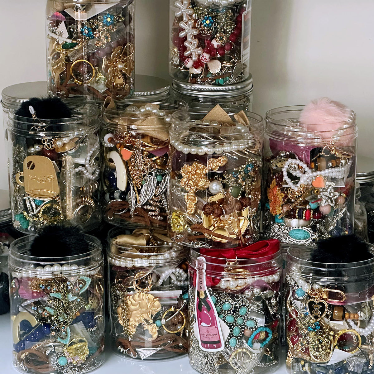Mystery Jewelry Jar for Women, Gothic Witchy Jewelry Gift Set(Goth Boho Mixed Punk Everyday Necklaces,Earrings, Rings,Bracelets/Bangles),Unique Alternative Fashion Romantic Present for Her(Elegant Vintage Style - 25+Pcs)