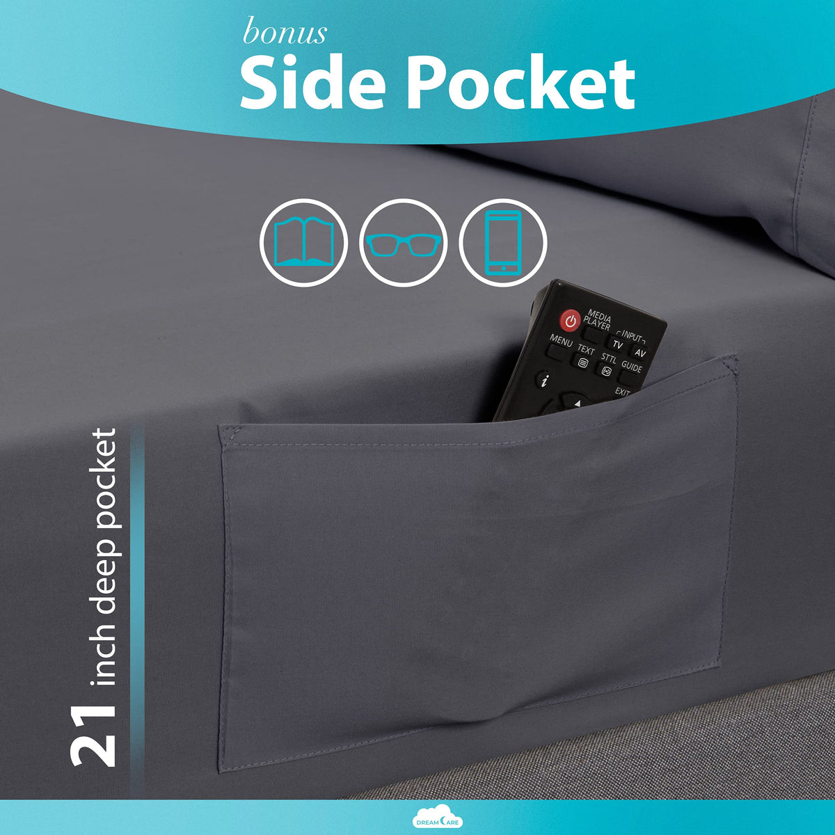 DREAMCARE King Size Sheets Set - 6 pcs Breathable Cooling Sheets King Size