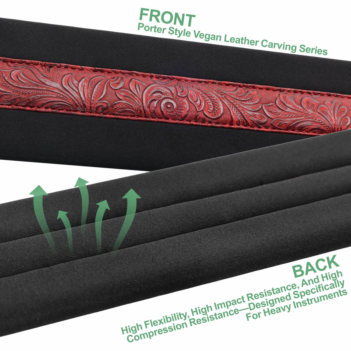 YIKOKO Bass Guitar Straps for Electric Guitar & Bass 3.6" Wide Padded Straps, Adjustable, Retro Vegan Leather Design with Sponge Filled Foam Pad, with 4 Picks and 2 Strap Locks