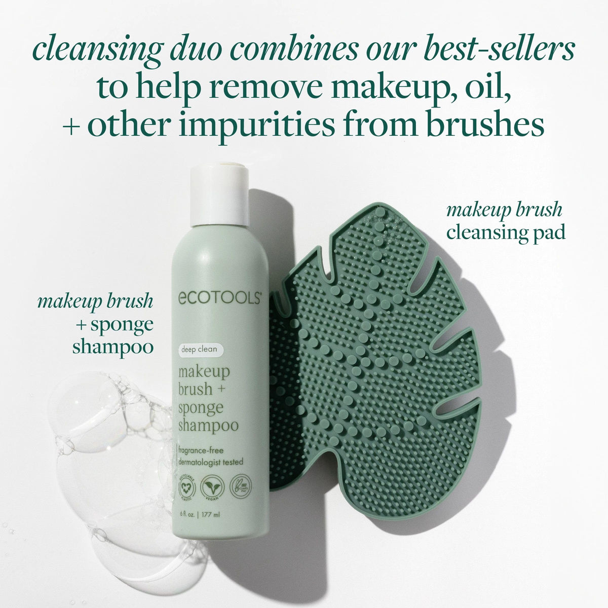 EcoTools Brush Cleaner Mat + Deep Clean Shampoo Bundle, 2 Piece Set