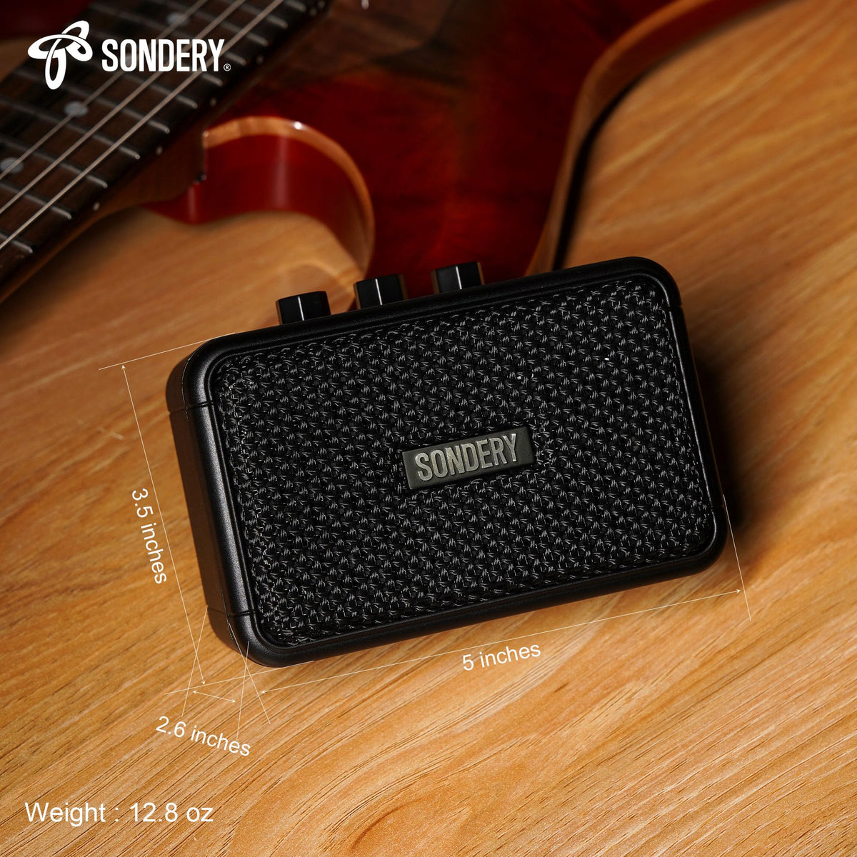 Sondery 5W Mini Amp for Electric Guitar Rechargeable with OD Clean Effects