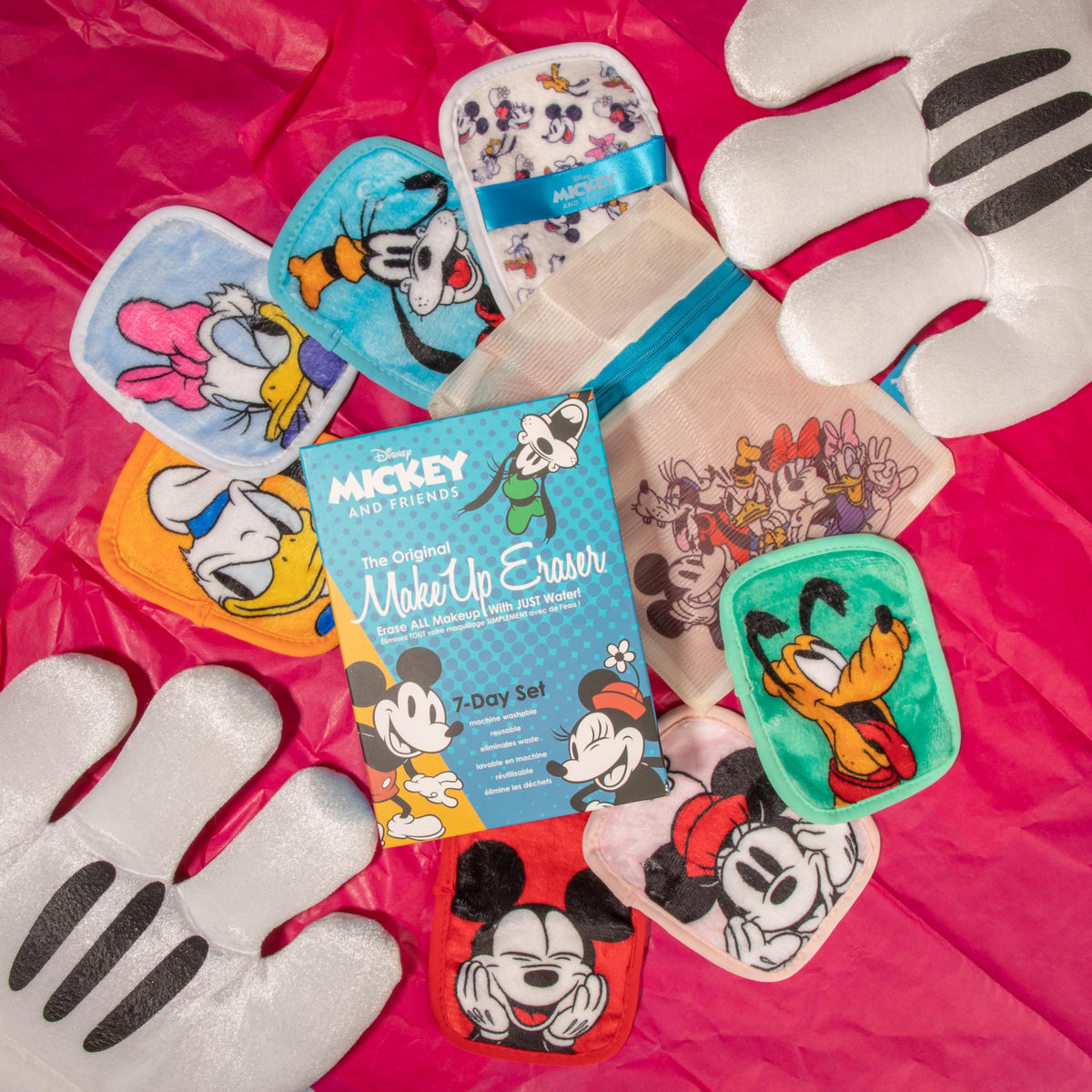 The Original Makeup Eraser, 7-Day Set, Erase All Makeup with Just Water, Including Waterproof Mascara, Eyeliner, Foundation, Lipstick, Sunscreen, and More! Mickey and Friends, 7ct.