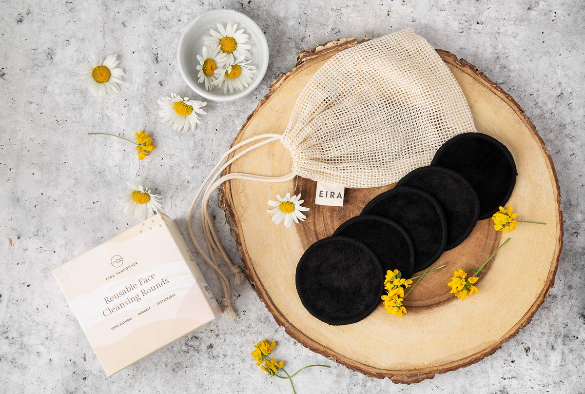 Reusable Makeup Remover Pads with Bamboo Holder – Washable Bamboo Cotton Rounds for Face, Toner & Sensitive Skin – Eco Friendly Zero Waste Skincare Set by EIRA