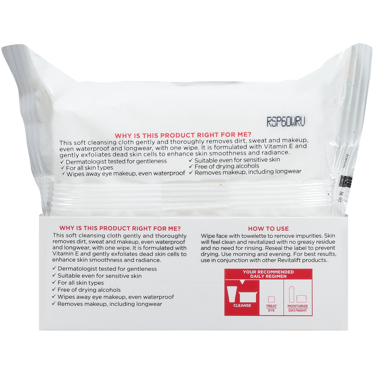 L'Oreal Paris Skincare Revitalift Makeup Removing Wipes with Vitamin E, 30 Count