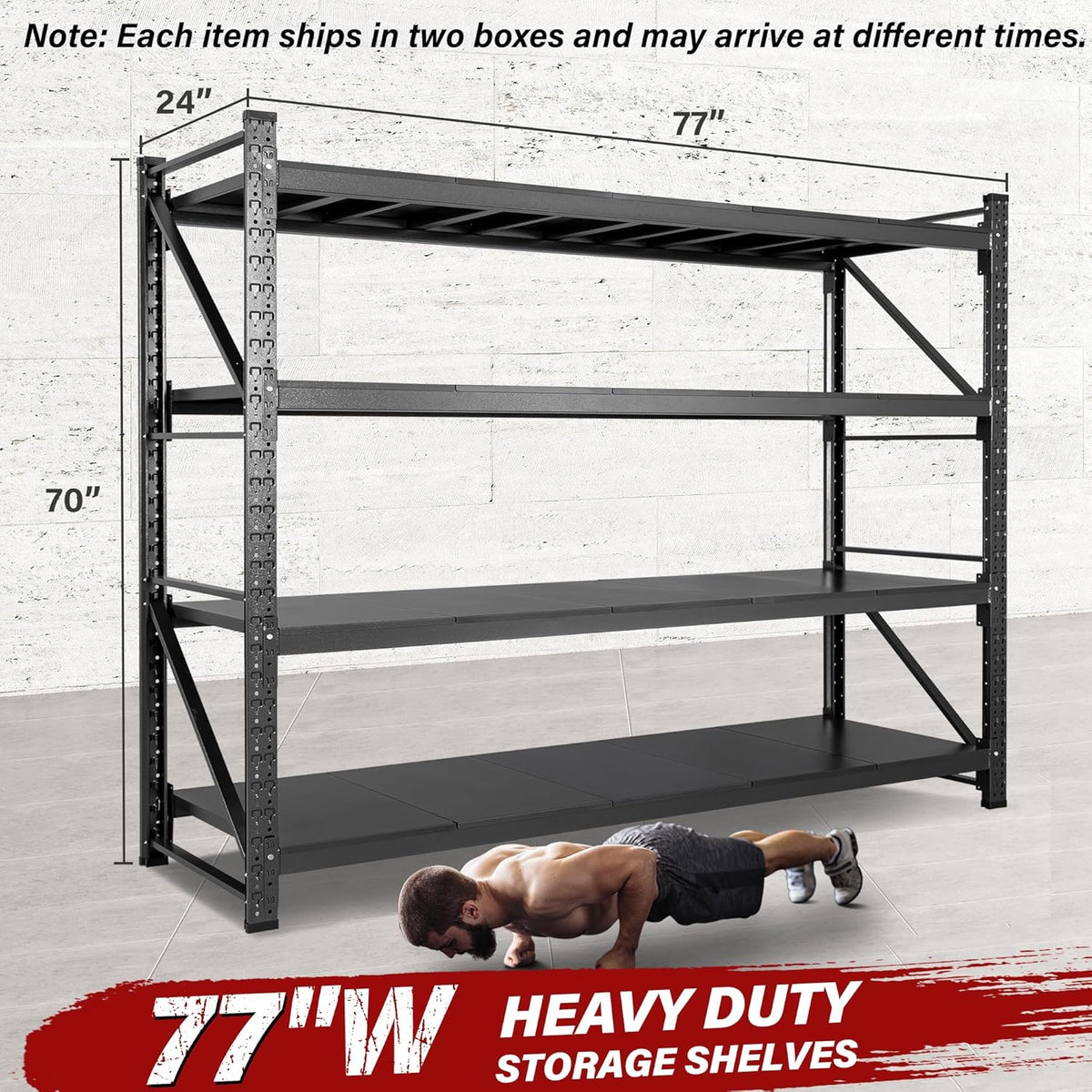 9000LBS Heavy Duty Garage Shelving Units,77" Wide & Deep Storage Shelves,Metal Garage Shelves,Large Storage Rack,Steel Shelf,Industrial Shelving for Shop,Warehouse,Basement,77" W x 24" D x 70" H