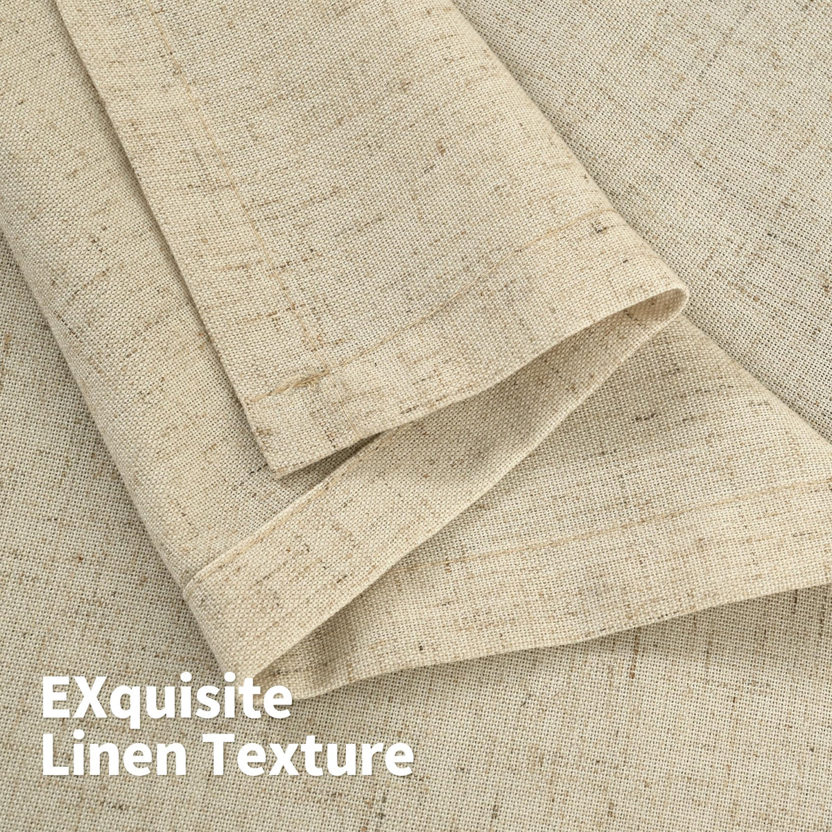 YoungsTex Burlap Linen Curtains with Grommet 84 Inch Length for Living Room, Natural Tan Light Filtering Drapes Privacy Semi Sheer for Farmhouse Bedroom, 2 Panels, 52 X 84 Inch