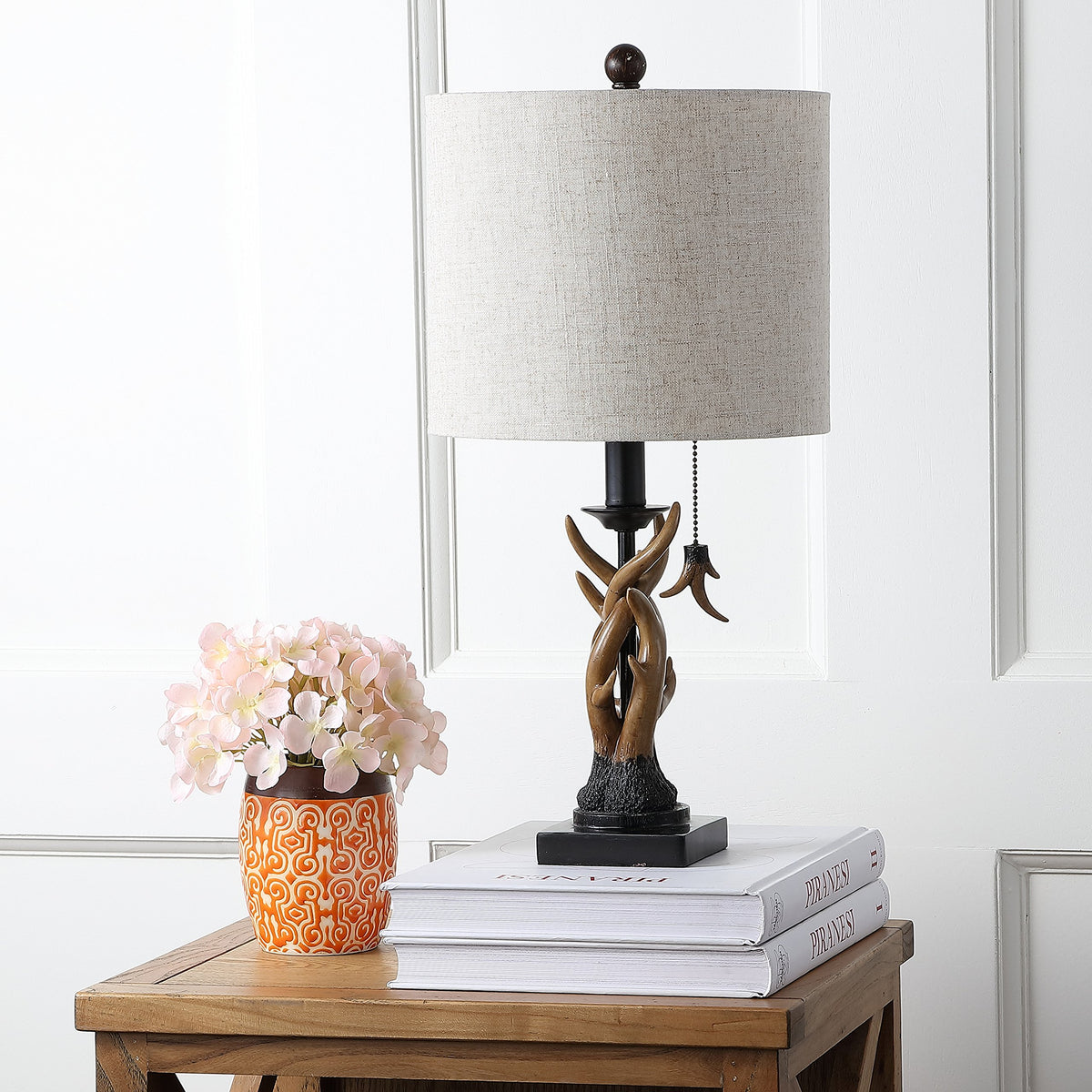 JONATHAN Y Gaston Rustic Faux Antler Resin Table Lamp 20.5", Brown