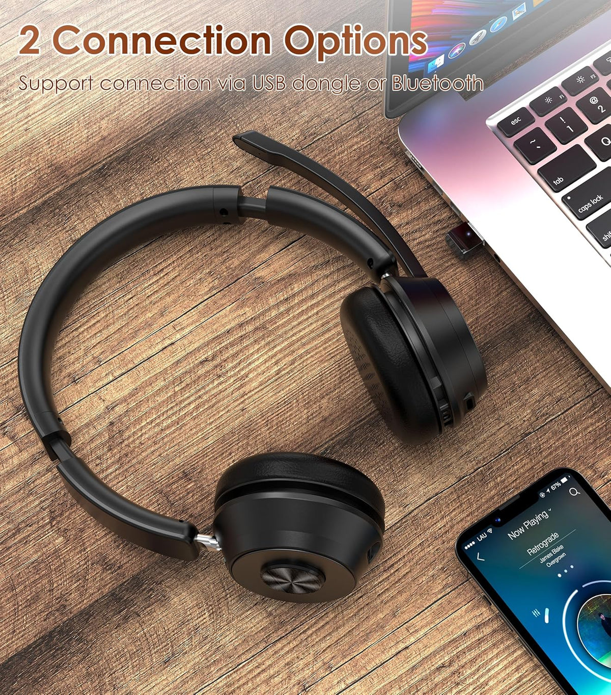 Wireless Headset With Mic For Work