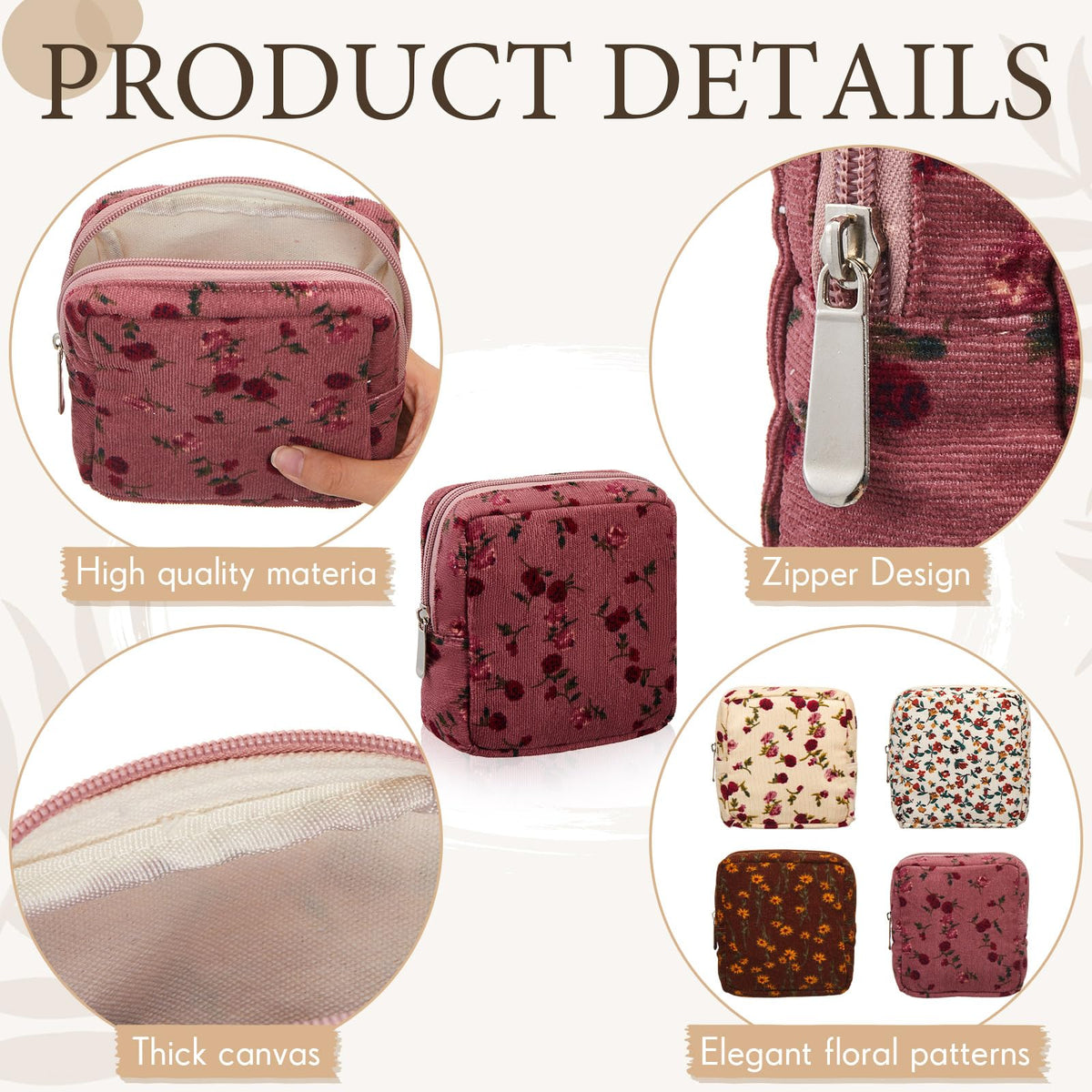 Abbylike 4 Pcs Floral Makeup Bag Cosmetic Bag with Zipper Portable Small Pouches for Purse Toiletry Mini Pouch Cute Mini Makeup Purse for Coin Essentials Items Women(Rose) - thewildfolk Abbylike 4 Pcs Floral Makeup Bag Cosmetic Bag with Zipper Portable Small Pouches for Purse Toiletry Mini Pouch Cute Mini Makeup Purse for Coin Essentials Items Women(Rose)
