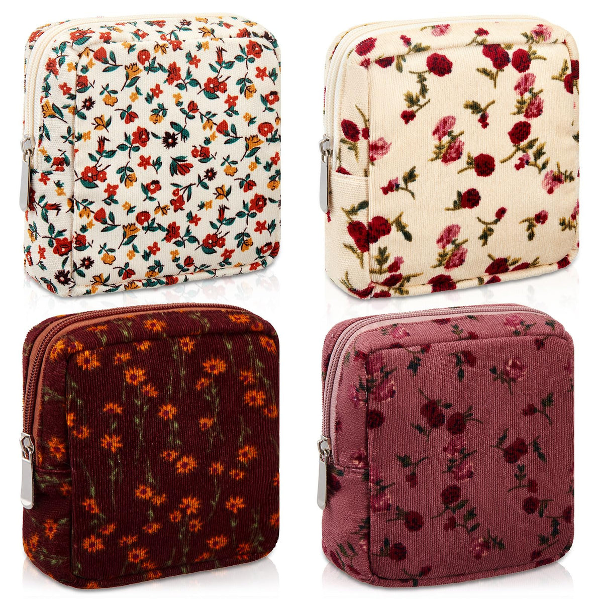 Abbylike 4 Pcs Floral Makeup Bag Cosmetic Bag with Zipper Portable Small Pouches for Purse Toiletry Mini Pouch Cute Mini Makeup Purse for Coin Essentials Items Women(Rose) - thewildfolk Abbylike 4 Pcs Floral Makeup Bag Cosmetic Bag with Zipper Portable Small Pouches for Purse Toiletry Mini Pouch Cute Mini Makeup Purse for Coin Essentials Items Women(Rose)