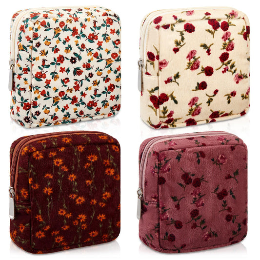 Abbylike 4 Pcs Floral Makeup Bag Cosmetic Bag with Zipper Portable Small Pouches for Purse Toiletry Mini Pouch Cute Mini Makeup Purse for Coin Essentials Items Women(Rose) - thewildfolk Abbylike 4 Pcs Floral Makeup Bag Cosmetic Bag with Zipper Portable Small Pouches for Purse Toiletry Mini Pouch Cute Mini Makeup Purse for Coin Essentials Items Women(Rose)