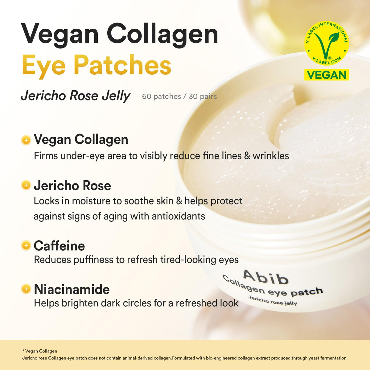 Abib Vegan Collagen Eye Patches for Wrinkles & Fine Line with Jericho Rose Jelly & Peptides, 60 Count, Korean Skin Care - thewildfolk Abib Vegan Collagen Eye Patches for Wrinkles & Fine Line with Jericho Rose Jelly & Peptides, 60 Count, Korean Skin Care