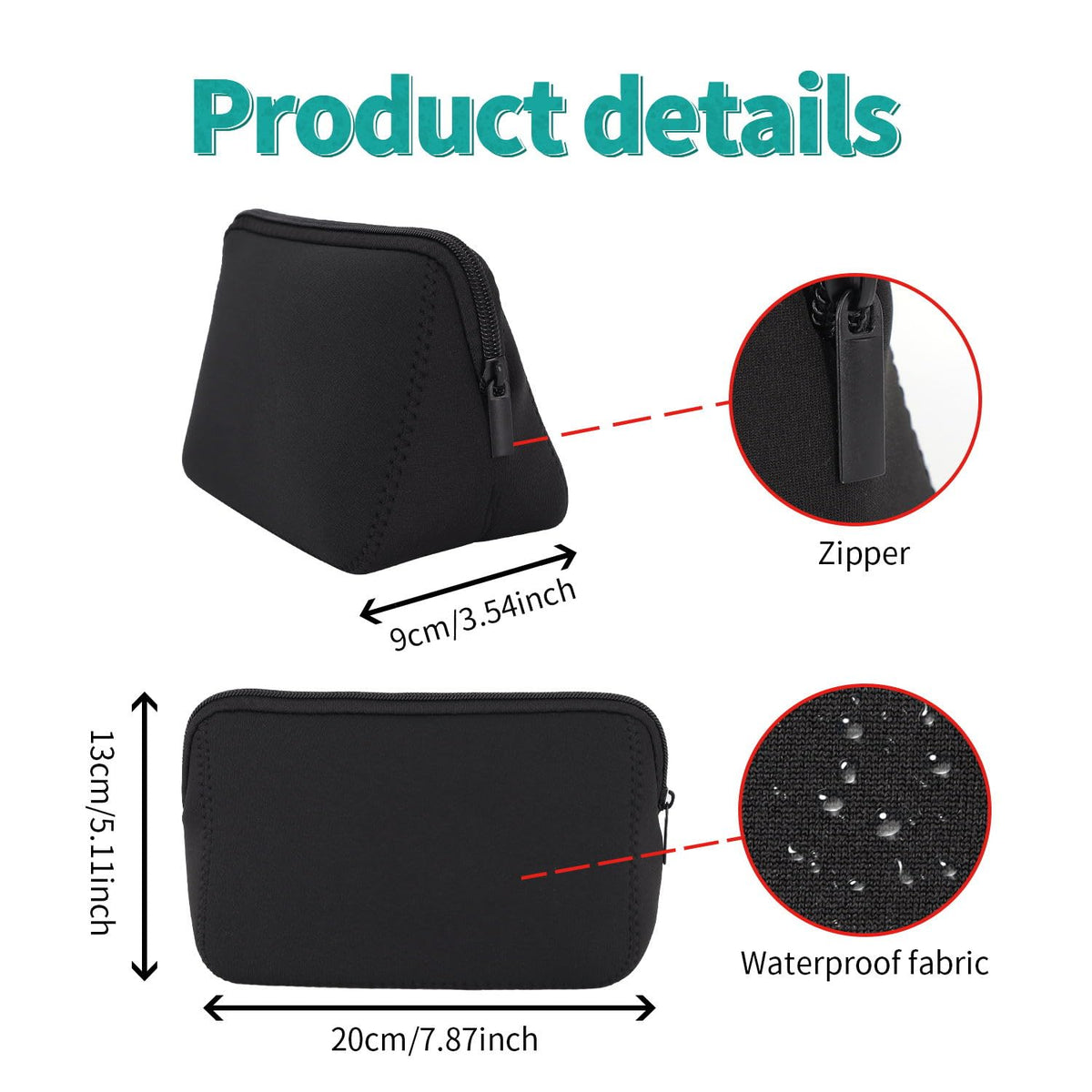 AJLTPA Waterproof Neoprene Cosmetic Bag, Black - thewildfolk AJLTPA Waterproof Neoprene Cosmetic Bag, Black