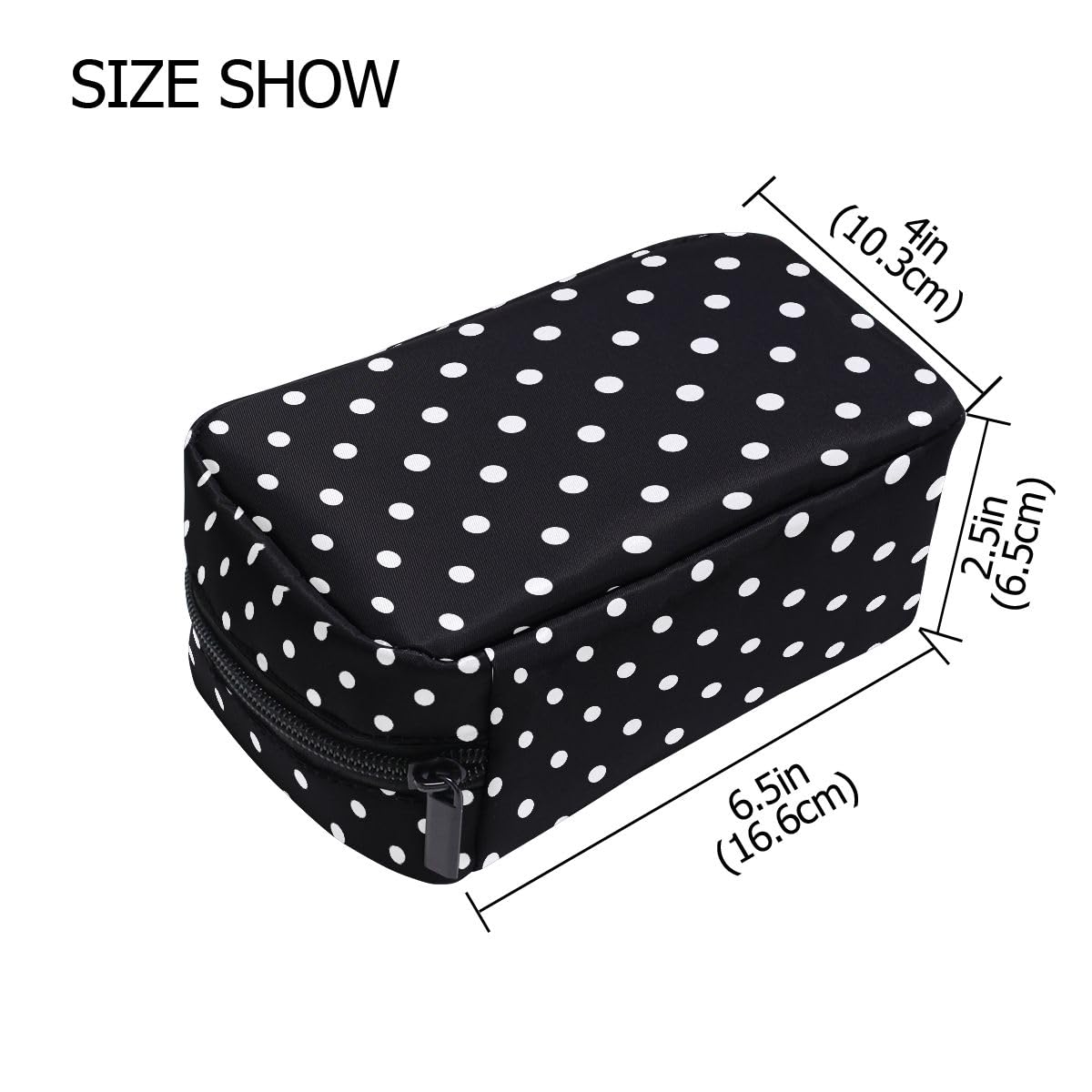 ALAZA Makeup Bag Cosmetic Bags for Women Small Zipper Pouch Travel Black Polka Dots Cosmetic Organizer Case Portable For Purse - thewildfolk ALAZA Makeup Bag Cosmetic Bags for Women Small Zipper Pouch Travel Black Polka Dots Cosmetic Organizer Case Portable For Purse